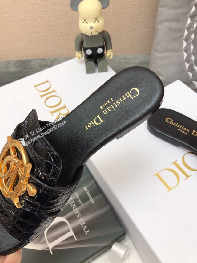 Dior迪奧2021春夏新款果凍色女鞋 CD字母logo五金扣平底鏤空人字拖夾趾涼鞋 dx2856